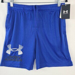 NWT Under Armour Boys Blue UA Tech Logo Shorts Sz YXL Loose Fit
